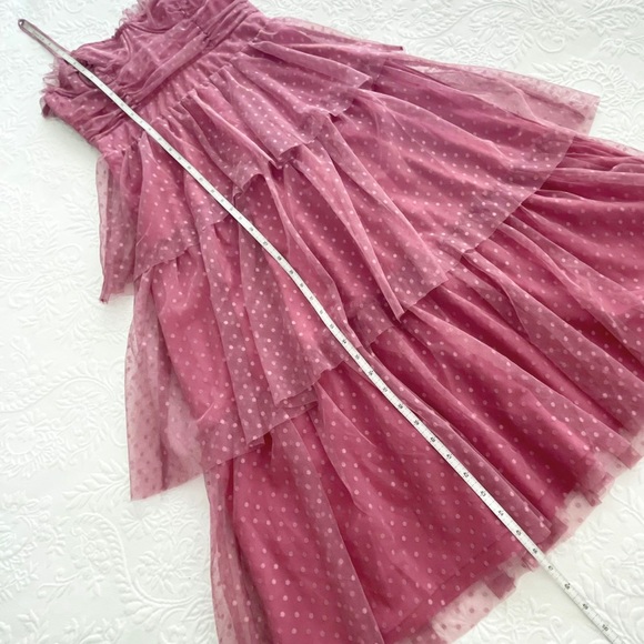 NWOT Lulus Sweetheart Style Mauve Polka Dot Bustier Tiered Midi Dress Small - Picture 12 of 12